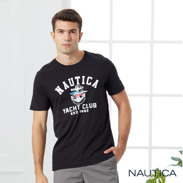 【NAUTICA】男裝經典船錨短袖T恤(黑色)