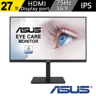 【ASUS 華碩】VA27DQSB 27型 IPS 75HZ 薄邊框 可旋轉 護眼螢幕(低藍光＋不閃屏)