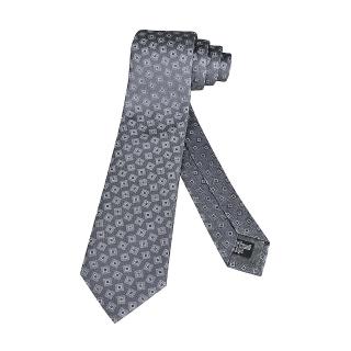 【EMPORIO ARMANI】EMPORIO ARMANI灰白色小方格設計真絲領帶(深灰)