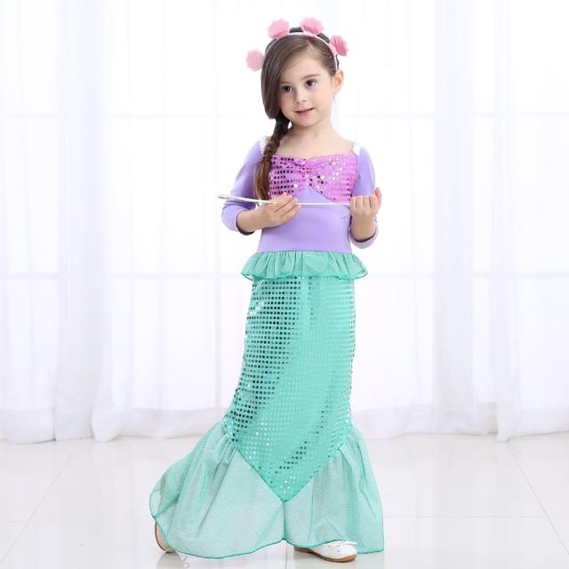 【橘魔法】美人魚洋裝+貝殼髮箍 (公主 童裝 女童 長洋裝 萬聖節 魚尾 連身裙 兒童)