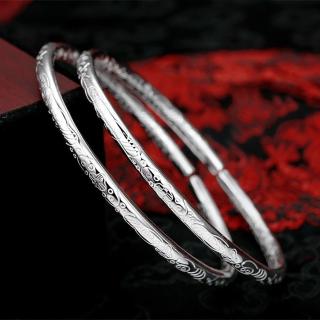 【Umi】歐式時尚圖騰浮雕造型銀手環(花紋雕花手鍊)