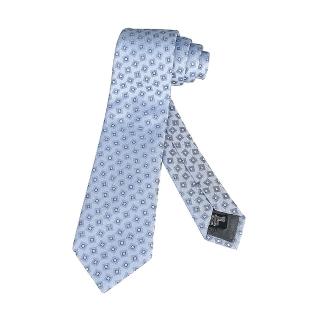 【EMPORIO ARMANI】EMPORIO ARMANI藍灰色小方格設計真絲領帶(淺藍)