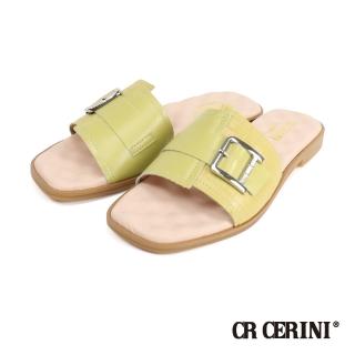 【CR CERINI】針棒扣造型配飾真皮拖鞋 香檳黃(CR2007W-YE)