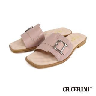 【CR CERINI】針棒扣造型配飾真皮拖鞋 淺粉色(CR2007W-LPIN)