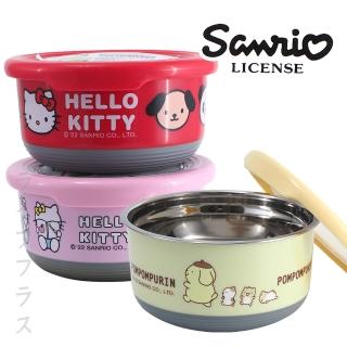 布丁狗/Hello Kitty304不鏽鋼圓形保鮮餐碗-大-紅色/粉紅色-3入組(兒童隔熱碗)