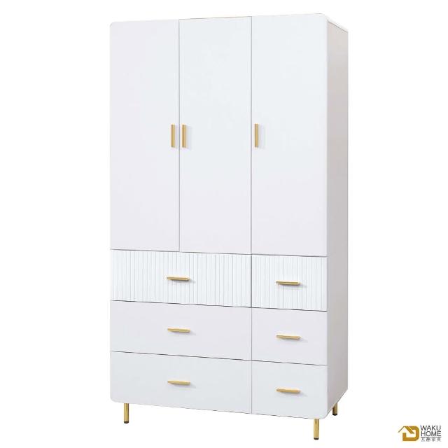 【WAKUHOME 瓦酷家具】Winston白色輕奢風4x7尺衣櫃A023-B24-02