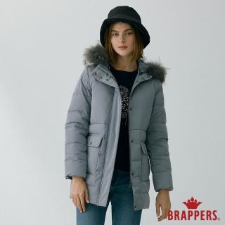 【BRAPPERS】女款 可拆帽中長版羽絨外套(灰)