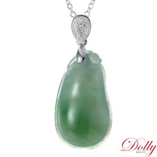 【DOLLY】14K金緬甸冰種飄綠翡翠鑽石項鍊
