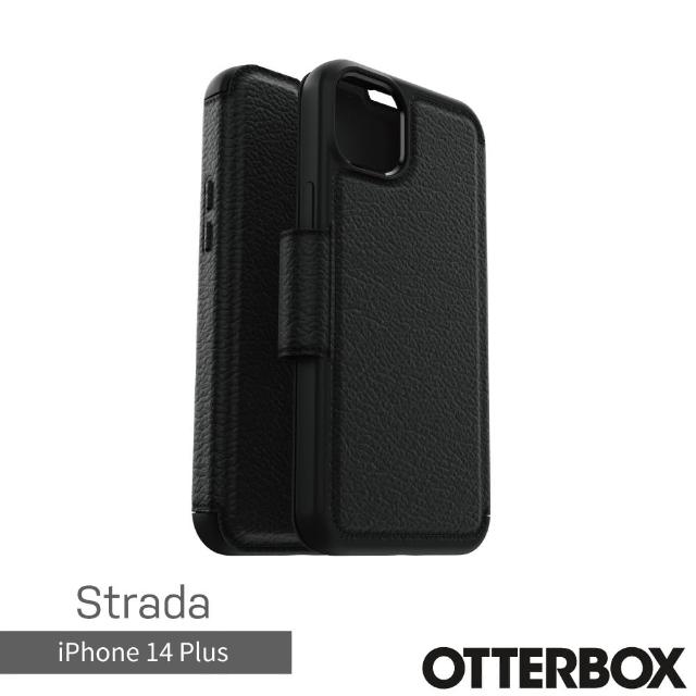 【OtterBox】iPhone 14 Plus 6.7吋 Strada步道者系列真皮掀蓋保護殼(黑)