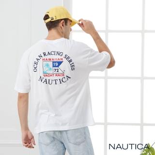 【NAUTICA】男裝夏威夷刺繡環保短袖T恤(白色)