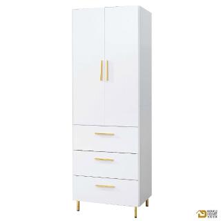 【WAKUHOME 瓦酷家具】Winston白色輕奢風2.5尺三抽衣櫃A023-B28-03
