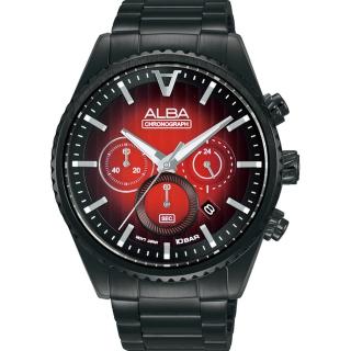 【ALBA】雅柏 東京炙熱紅三眼計時手錶-43mm(AT3H91X1/VD53-X388SD)