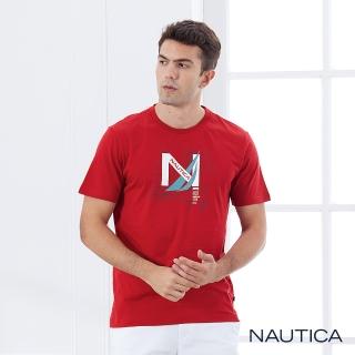 【NAUTICA】男裝帆船構造圖純棉短袖T恤(紅)