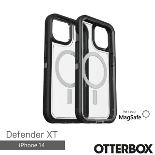【OtterBox】iPhone 14 6.1吋 Defender XT防禦者系列保護殼-黑/透(支援MagSafe)
