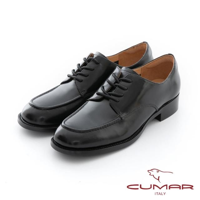 【CUMAR】時髦方頭率性綁帶紳士鞋(黑色)