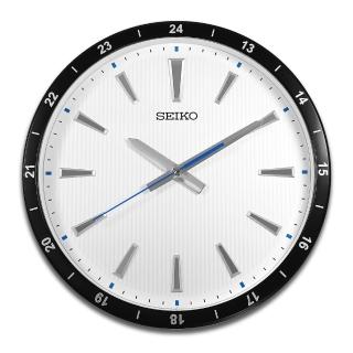 【SEIKO 精工】35cm 立體刻度 滑動式秒針 靜音掛鐘(白x黑框 / QXA802J)