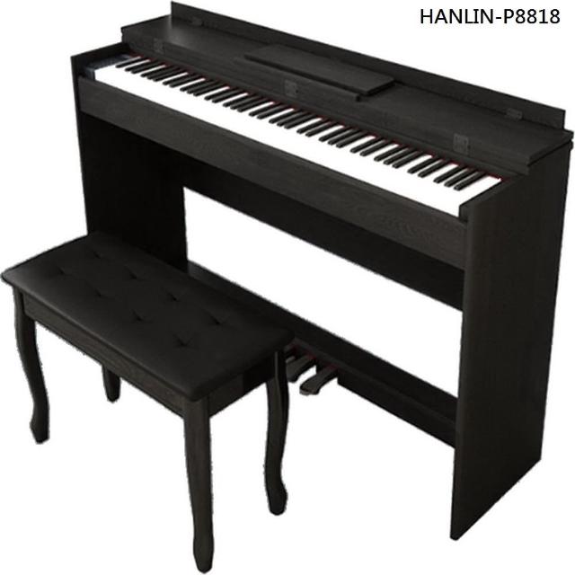 【HANLIN】HANLIN-P8818 擬真手感重鎚電鋼琴 翻蓋平面款 多功能音源(88鍵 128複音 數位鋼琴)
