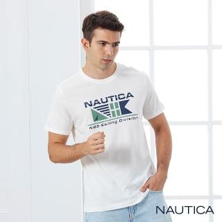 【NAUTICA】男裝品牌LOGO旗語純棉短袖T恤(白)