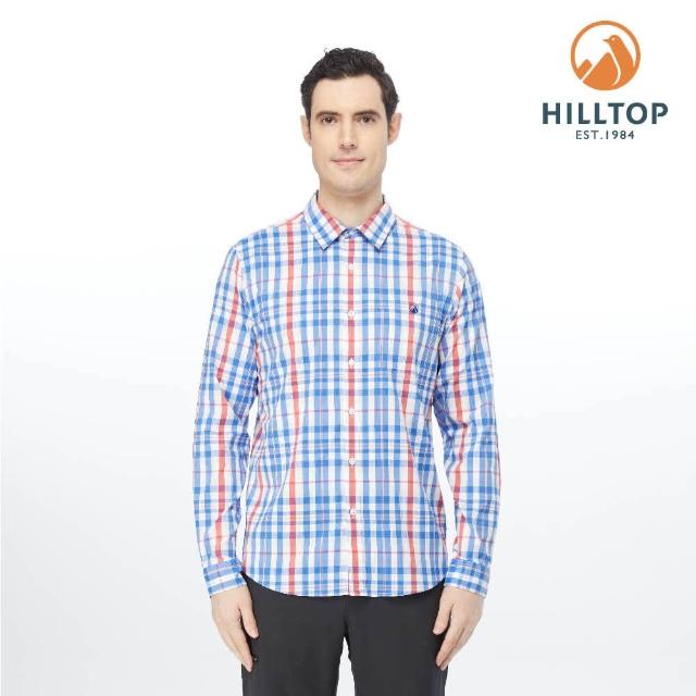 【Hilltop 山頂鳥】Comfort Light 男款吸濕快乾抗UV格紋長袖襯衫 PS05XM70 藍格