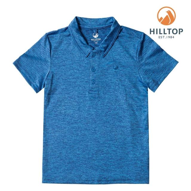 【Hilltop 山頂鳥】童款吸濕快乾抗UV彈性Polygiene抗菌POLO衫S14C02藍/黑深藍