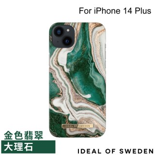 【iDeal Of Sweden】iPhone 14 Plus 6.7吋 北歐時尚瑞典流行手機殼(金色翡翠大理石)
