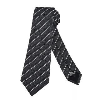 【EMPORIO ARMANI】紳士斜條紋真絲領帶(黑)
