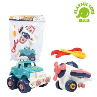 【Playful Toys 頑玩具】拆裝飛機+吉普越野車(DIY組裝玩具 玩具車 兒童禮物)