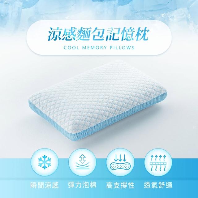 【H&D 東稻家居】高支撐透氣涼感麵包型記憶枕頭(記憶枕頭)