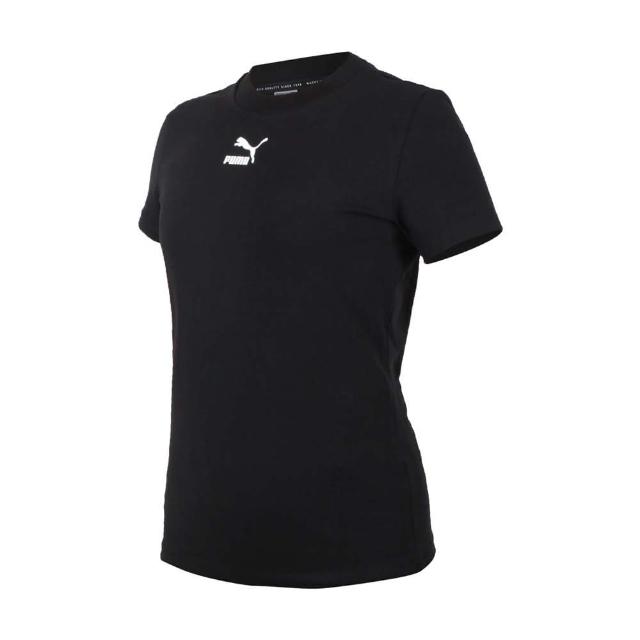 【PUMA】女流行系列CLASSICS合身短袖T恤-歐規 慢跑 休閒 上衣 黑白(53561001)