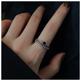 【HaNA 梨花】韓國復古基調．雙層黑寶石戒指