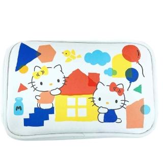 【小禮堂】Hello Kitty x Mimmy 皮質方形拉鍊化妝包 - 白房屋款(平輸品)