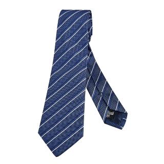 【EMPORIO ARMANI】紳士斜條紋真絲領帶(寶藍)