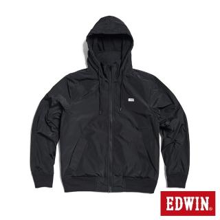 【EDWIN】男裝 人氣復刻款 基本BOX小LOGO防寒連帽外套(黑色)