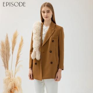 【EPISODE】寬鬆休閒雙排釦精紡羊毛西裝外套124ZCA（駝）