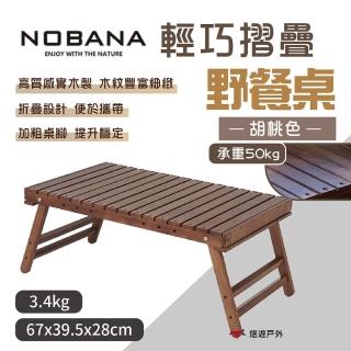 【NOBANA】輕巧摺疊野餐桌_胡桃色(悠遊戶外)
