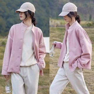 【設計所在】獨家高端限量系列 抓絨加厚長絨棉粉色寬鬆衛衣外套 W220927(S-L可選)