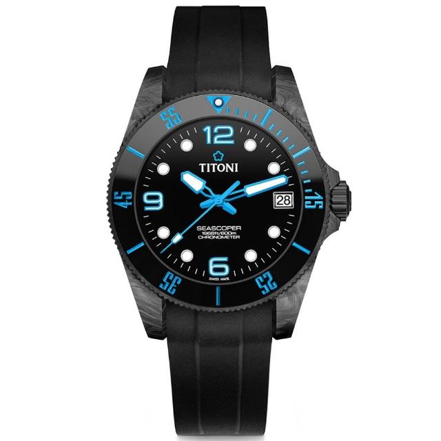 【TITONI 梅花錶】海洋探索 SEASCOPER 600 陶瓷錶圈 COSC認證 潛水機械腕錶 母親節 禮物(83600C-BL-256)
