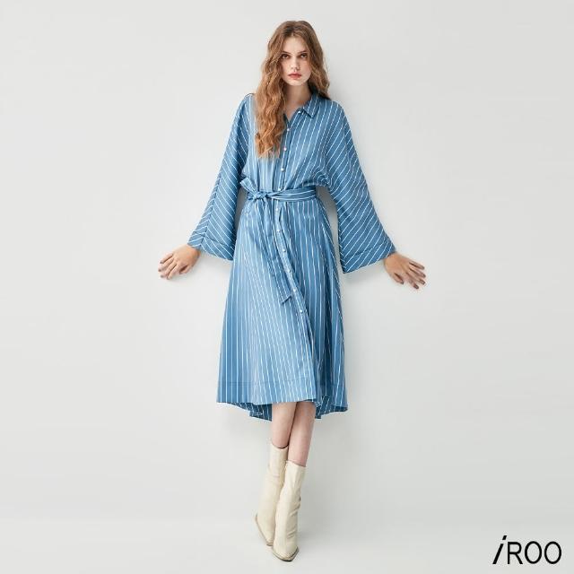 【iROO】綁帶襯衫式洋裝
