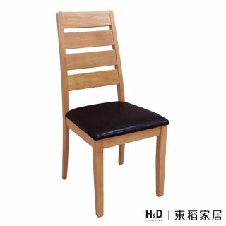 【H&D 東稻家居】原木色黑皮餐椅/TJF-03902