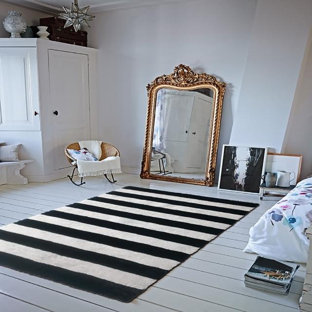 【Fuwaly】凱伊立體系列_黑白紋地毯-200x290cm(黑白 條紋 現代 立體 質感 起居室 客廳 書房 地毯)