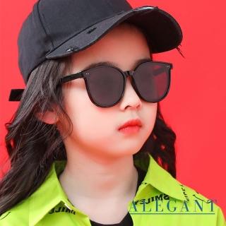 【ALEGANT】輕旅童遊夜夢黑兒童專用輕量矽膠彈性太陽眼鏡(UV400圓框偏光墨鏡)