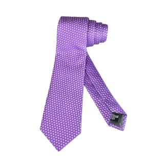 【EMPORIO ARMANI】EMPORIO ARMANI刺繡LOGO緹花光學圖真絲領帶(紫)