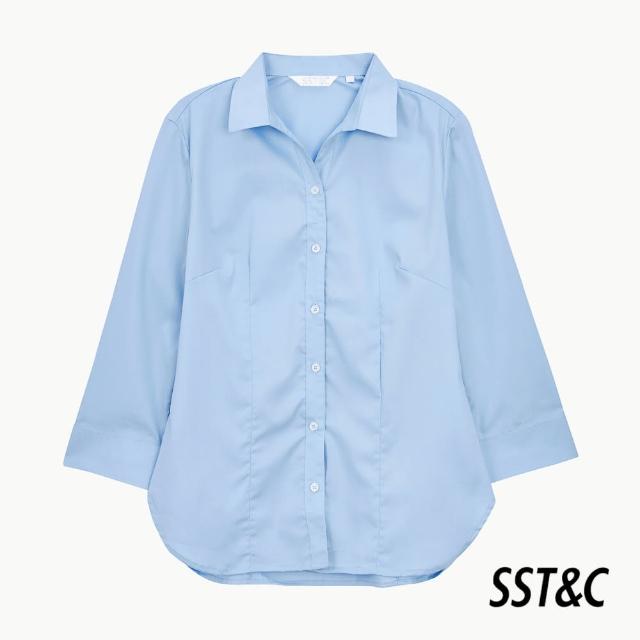 【SST&C 出清３５折】淺藍色七分袖女士襯衫7561907002