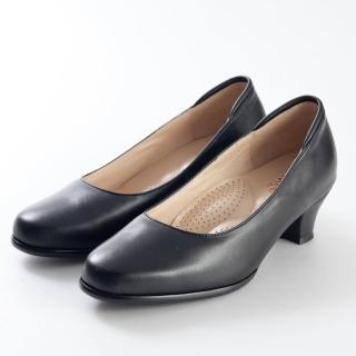 【G.Ms.】小資X麻吉-MIT手工全真皮舒適低跟包鞋-D款(黑色)