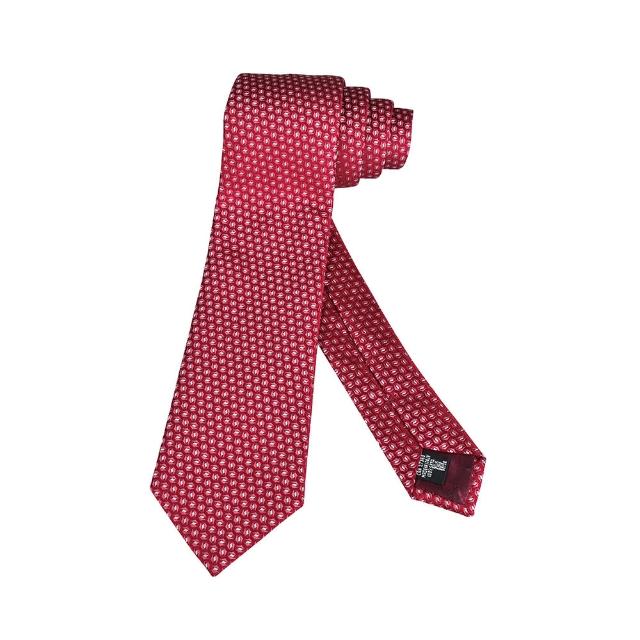 【EMPORIO ARMANI】EMPORIO ARMANI刺繡LOGO緹花光學圖真絲領帶(紅)