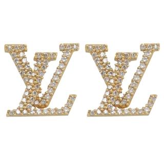 【Louis Vuitton 路易威登】LV M00609 Iconic 經典品牌字母LV水鑽LOGO造型針式耳環(現貨)