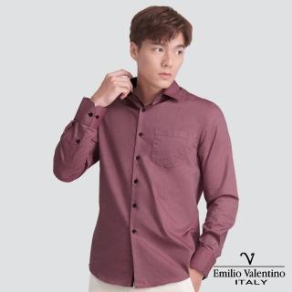 【Emilio Valentino 范倫提諾】嫘縈混紡長袖襯衫(紅)