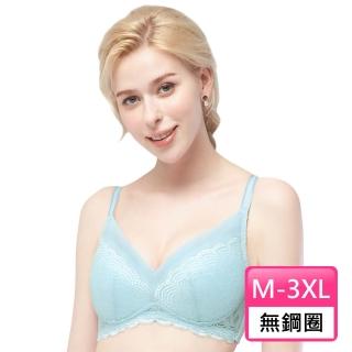 【Swear 思薇爾】花羽夏戀系列M-3XL無鋼圈蕾絲包覆女內衣(晴空藍)