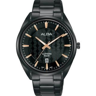【ALBA】雅柏 經典全黑不鏽鋼菱格男錶-41mm(AS9P51X1/VJ42-X303K)