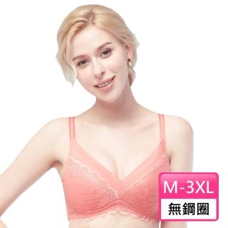 【Swear 思薇爾】花羽夏戀系列M-3XL無鋼圈蕾絲包覆女內衣(銀膚粉)